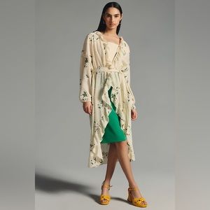 ✨ Anthropologie Floral Ruffle-Hem Duster
